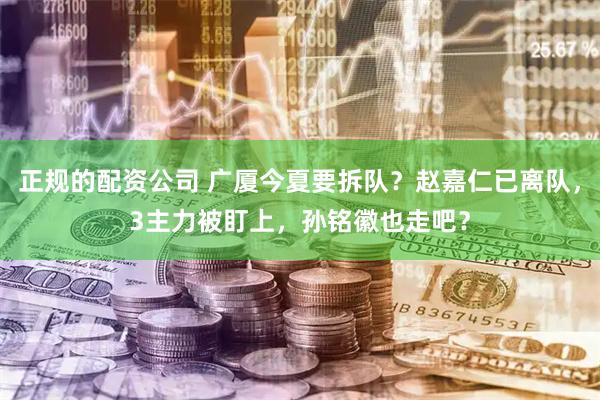 正规的配资公司 广厦今夏要拆队？赵嘉仁已离队，3主力被盯上，孙铭徽也走吧？
